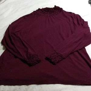 Claudia Ev burgundy ruffle top